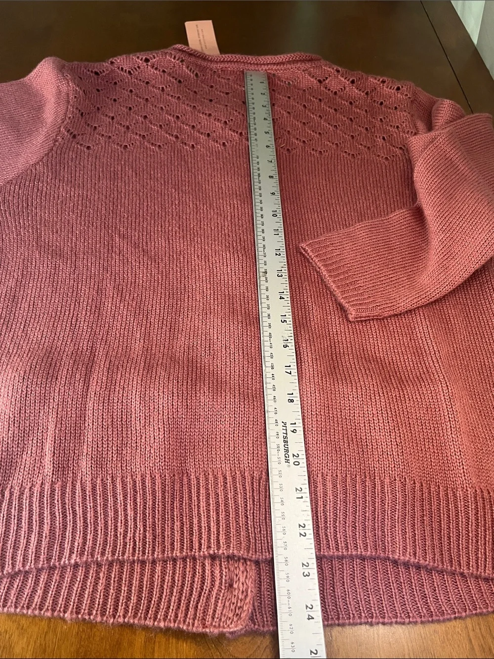 NWT evy's tree mauve rose-pink eyelet yoke button-front cardigan LARGE